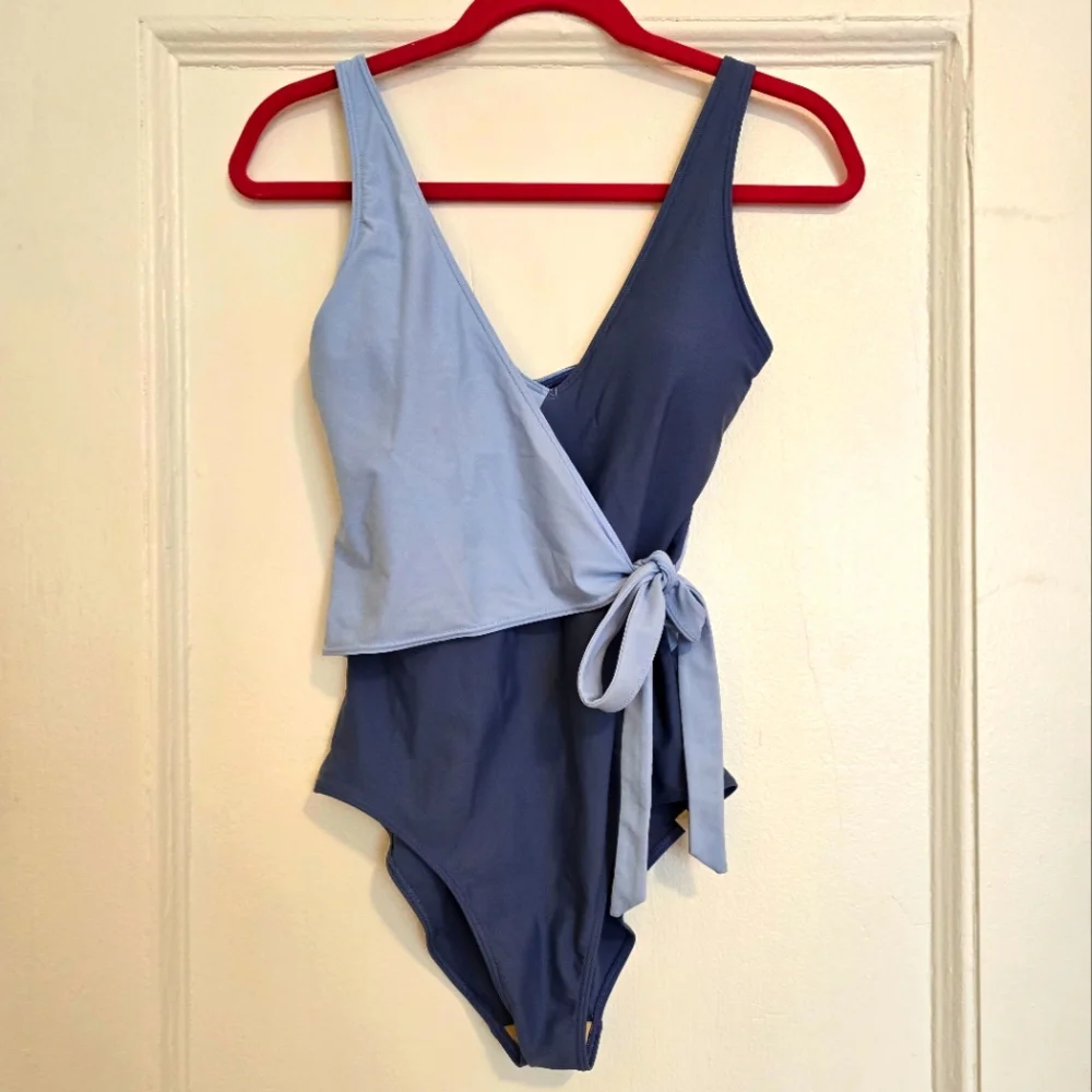 Summersalt Long Torso Perfect Wrap One-Piece – Size 6 LT | Sky & Blue Mountain - Picture 9 of 13